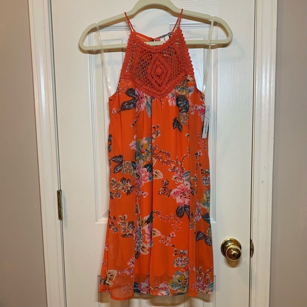 Speechless Coral Crochet Front Sundress, Beautiful Coral, XS, NWT